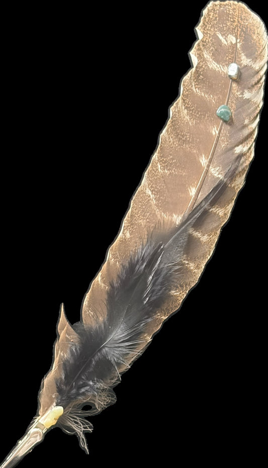 Authentic Jeweled Turkey Feather Hat Clip